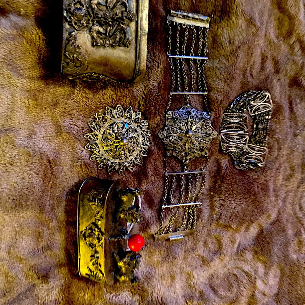 Sterling and 850 silver vintage Asian Hand made treasure